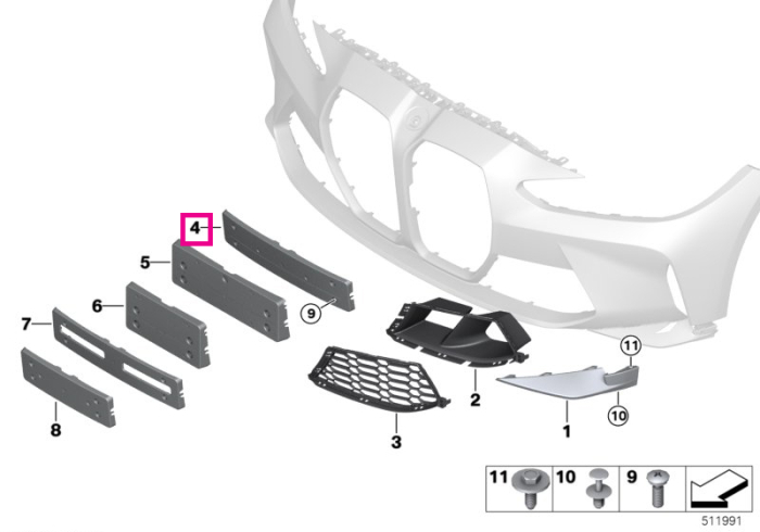 Suport placuta de inmatriculare fata ECE - BMW M3 G80 G81, M4 G82 G83