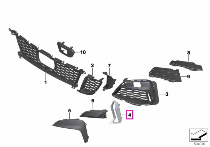 Ornament grila laterala admisie aer, bara protectie fata, stanga - BMW Seria 3 G20 G21