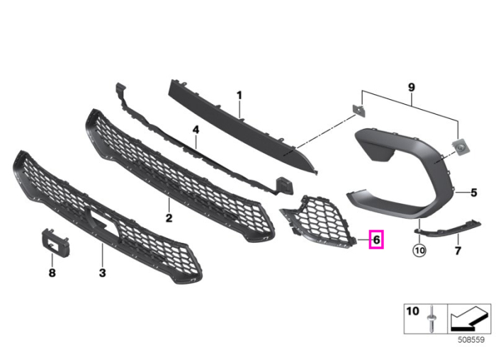 Grila laterala M dreapta bara fata - BMW X6 M F96 - tip motor S63