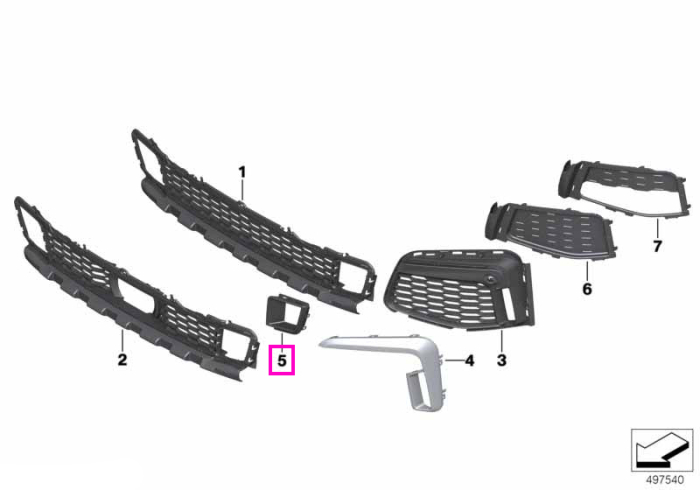 Ornament canal racire sistem franare stanga, M, bara protectie fata - BMW Seria 7 G11 G12
