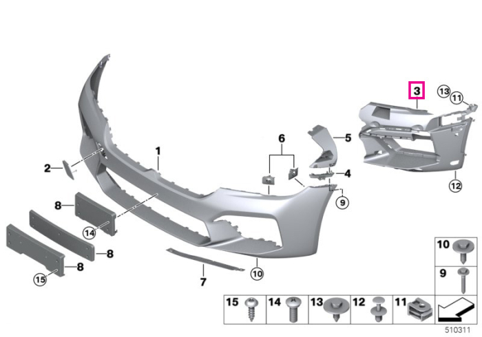 Suport bara fata, stanga - BMW Seria 5 F90 M5 LCI - tip motor S63M
