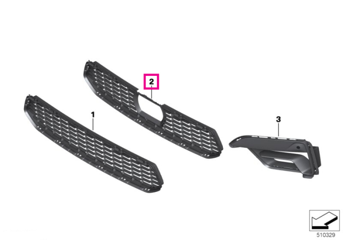 Grille, air inlet, middle (M5 FRR)