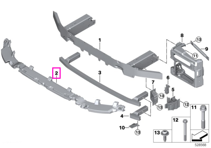 Element absobtie socuri bara protectie fata - BMW X3 G01 LCI, X4 G02 LCI