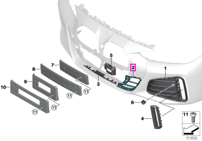 Grila admisie aer sistem franare, fata, stanga - BMW Seria 4 G26, i4 G26