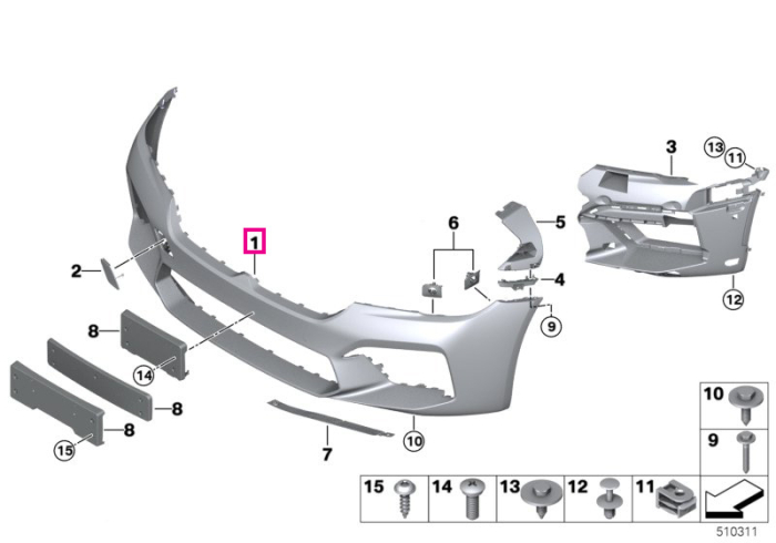 Bara protectie fata, primerizata - BMW Seria 5 F90 M5 LCI - tip motor S63M