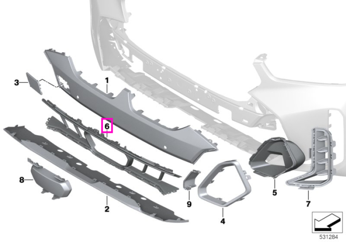 Grila centrala admisie aer, M, bara protectie fata - BMW X6 G06