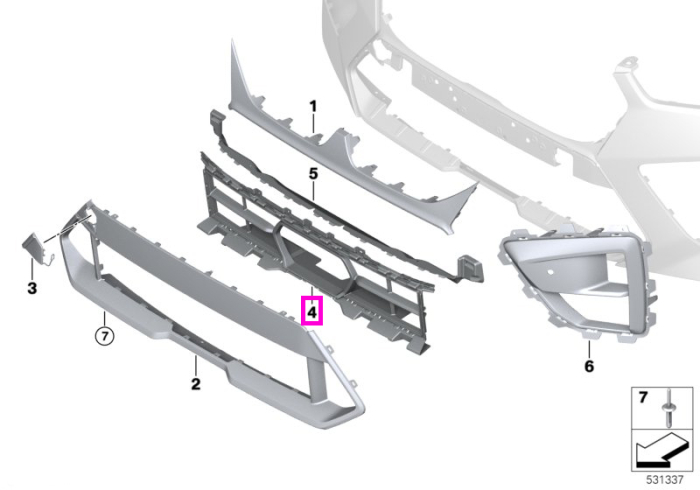 Grila admisie aer – BMW X5 M F95 LCI; X6 M F96 LCI
