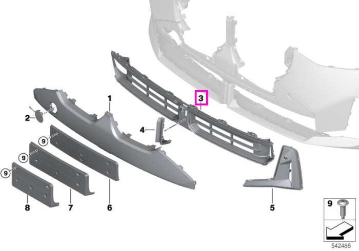 Grila centrala inferioara bara fata (MSP/MPA) - BMW X3 G45, X3L G48