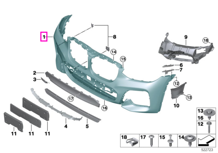 Bara de protectie fata, primerizata, PMA/ICAM - BMW X3 G01 G08, X4 G02