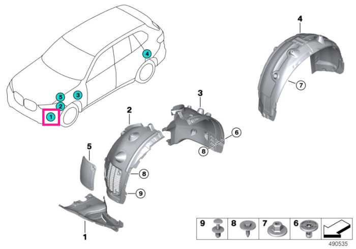 Capac protectie carcasa roata fata stanga, partea de jos - BMW X6 G06