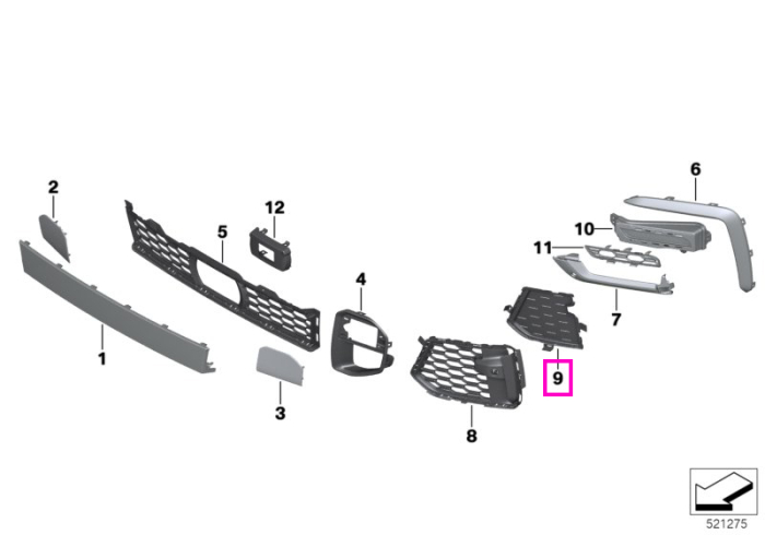 Capac ornamental grila dreapta M, bara protectie fata - BMW X6 G06