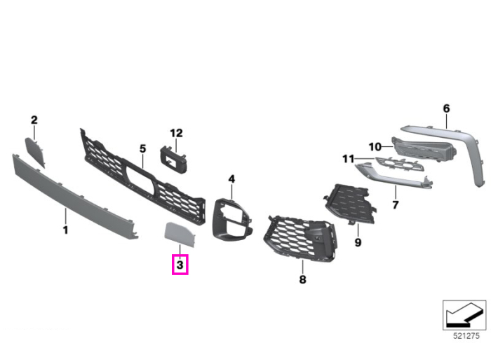 Capac orificiu carlig remorcare, bara protectie fata, M - BMW X6 G06