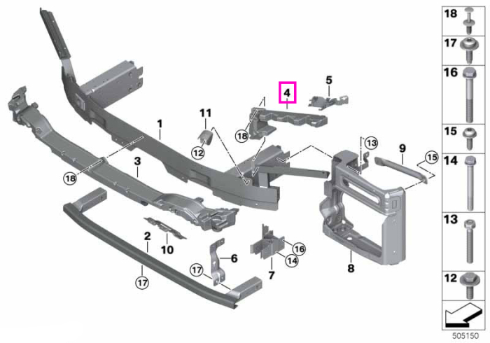 Element atenuare impact frontal lateral, M, dreapta - BMW X6 G06