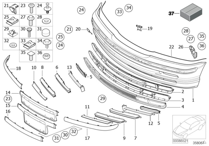 Grila partial deschisa spoiler fata, dreapta - BMW Seria 3 E46