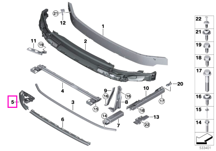 Element absorbtie socuri/fixare bara protectie fata, stanga - Mini Cabrio F57, F55, F56
