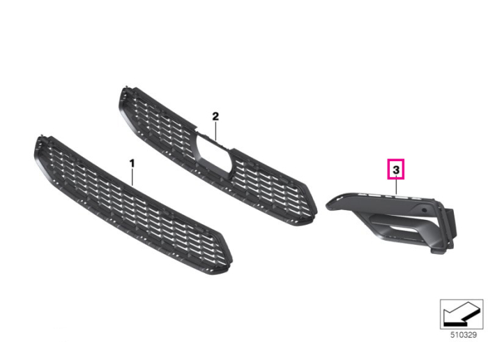 Grila inferioara bara fata, stanga - BMW Seria 5 F90 M5 LCI - tip motor S63M