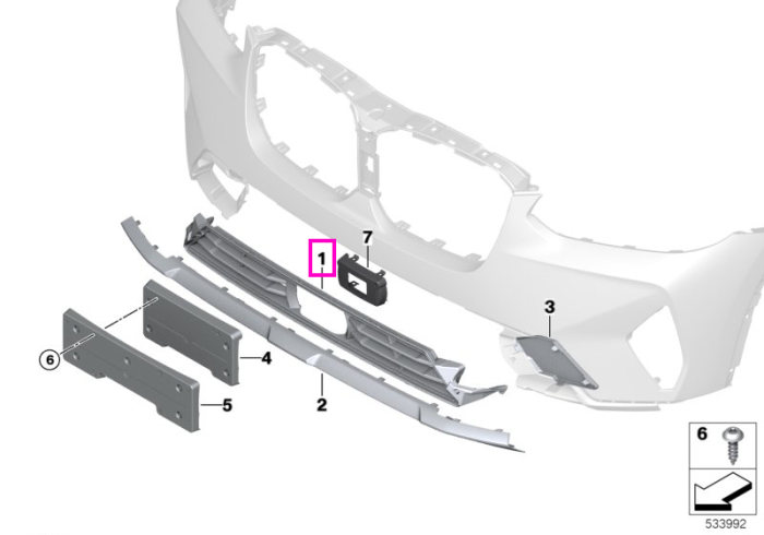 Grila centrala, inferioara, bara fata - BMW X3 G01 LCI, X4 G02 LCI