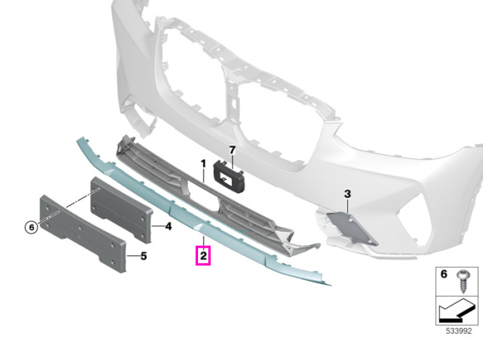 Ornament inferior bara protectie fata - BMW X3 G01 LCI, X4 G02 LCI