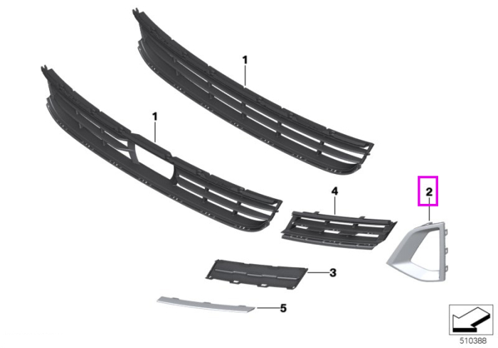 Ornament bara fata, stanga, negru, BASIS - BMW Seria 5 G30LCI G31LCI	