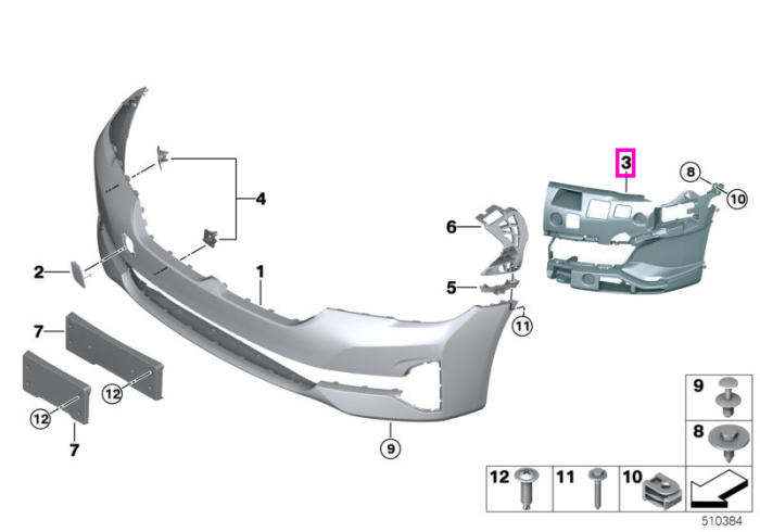 Suport stanga proiector ceata - BMW Seria 5 G30 G31