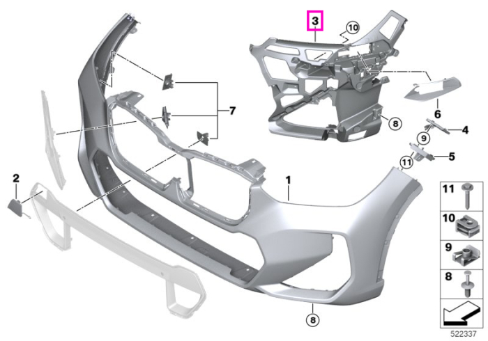 Suport fixare bara protectie fata, stanga, M - BMW X1 U11