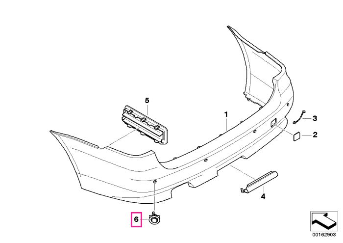 Set suporturi senzori parcare, spate, PDC - BMW Seria 5 E60 E61