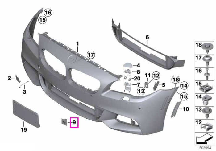 Set suporturi senzor PDC fata, M - BMW Seria 5 F10 F11