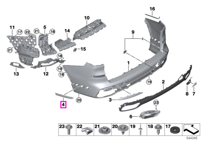  Bandou bara protectie spate, lateral dreapta - BMW X7 G07 - de la 01.08.2021