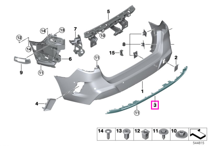 Ornament inferior finisaj bara protectie spate, Basis Line - BMW Seria 2 F74 Gran Coupe