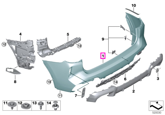 Bara protectie spate, grunduita, PDC - BMW X3 G01 LCI, X3 M F97 LCI