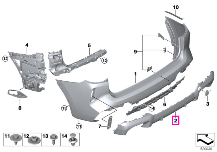 Ornament inferior bara protectie spate - BMW X3 G01 LCI