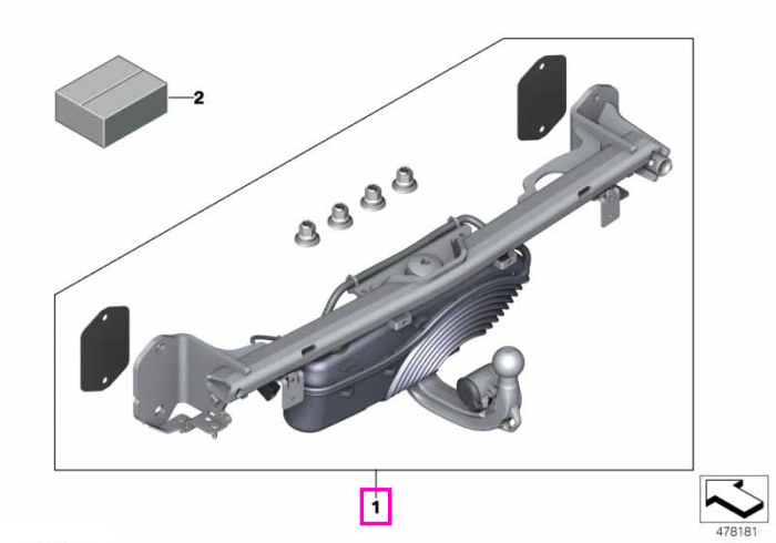 Set carlig remorcare electric, pivotant - BMW Seria 4 G26, i4 G26