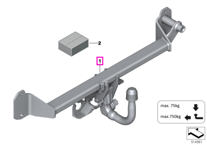 Kit carlig remorcare detasabil 750kg - Mini Countryman F60