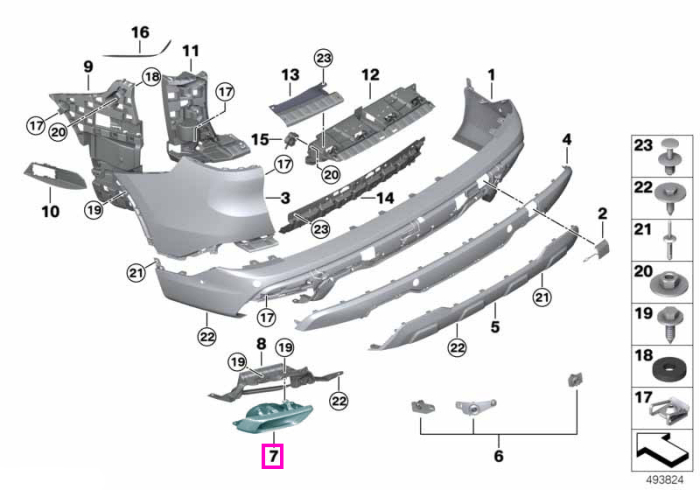 Ornament final evacuare, stanga - BMW X5 G05, X6 G06