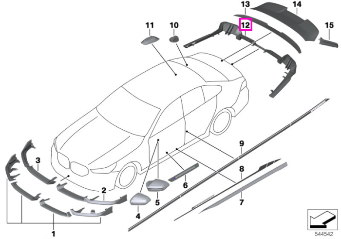 Difuzor spate, M Performance - BMW Seria 5 G60 G61 - piesa dreapta