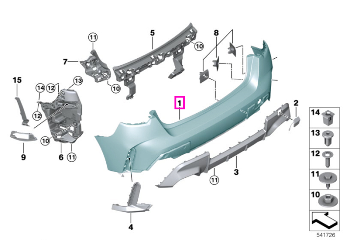 Bara de protectie spate, parte superioara, primerizata (MSP/MPA) - BMW Seria 1 F70