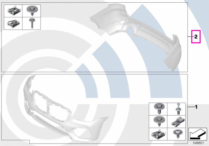 Set elemente montaj bara protectie spate, Kit Value Parts - BMW X3 G01 G08, X4 02