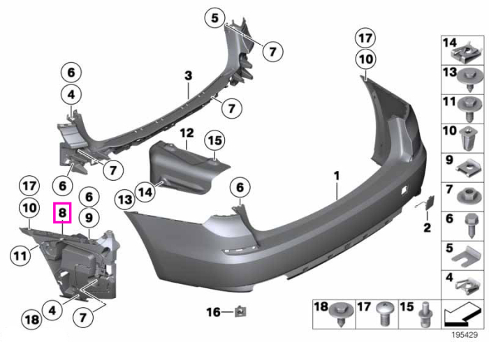 Suport lateral bara spate, stanga - BMW Seria 5 F07 GT