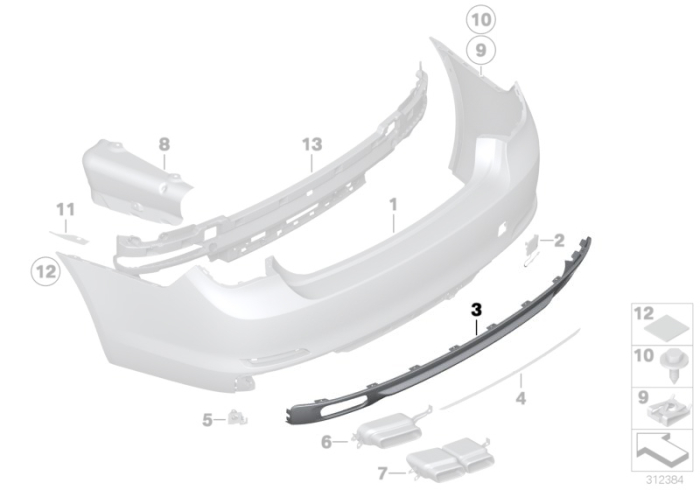 Ornament central spoiler spate - BMW Seria 7 F01 F02