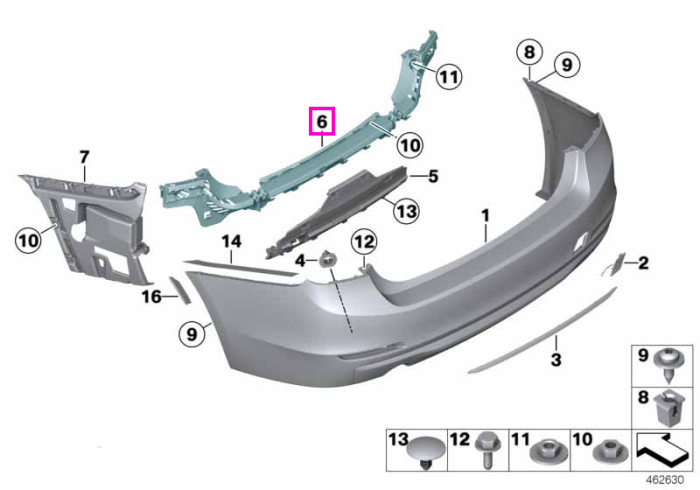 Suport central fixare bara protecție spate - BMW Seria 3 F31