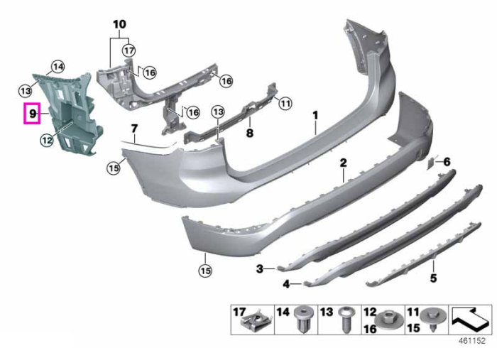  Suport bara protectie spate, dreapta - BMW X1 F48, X1L F49	