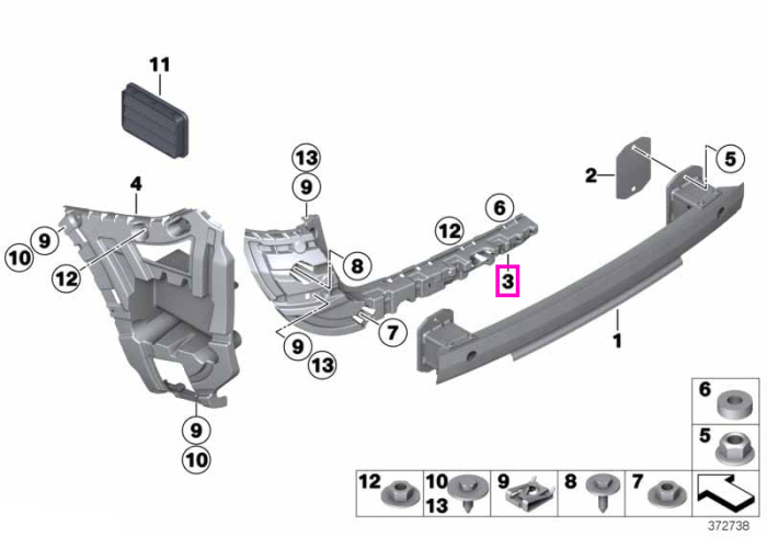 Suport fixare bara spate, centru-stanga - BMW X3 F25