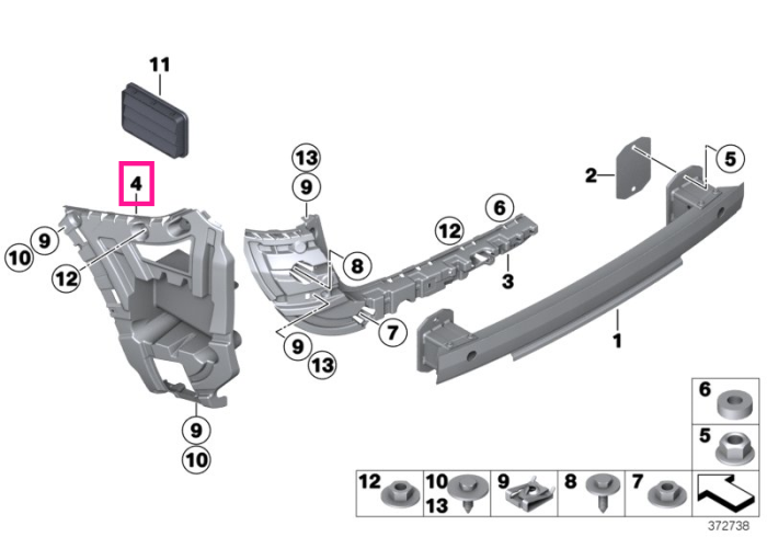 Suport/Tampon bara protectie spate, stanga - BMW X4 F26