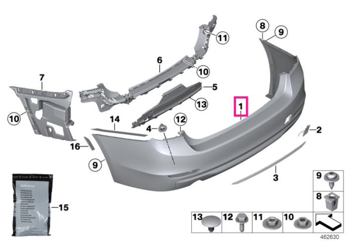 Bara protectie spate, grunduita, Basis Line, evacuare dubla - BMW Seria 3 F31 LCI
