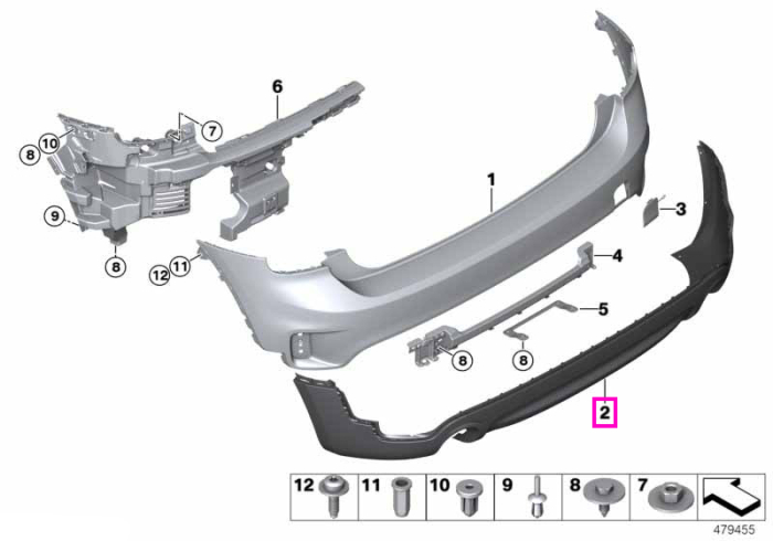 Difuzor bara protectie spate, negru, PDC - Mini Countryman F60