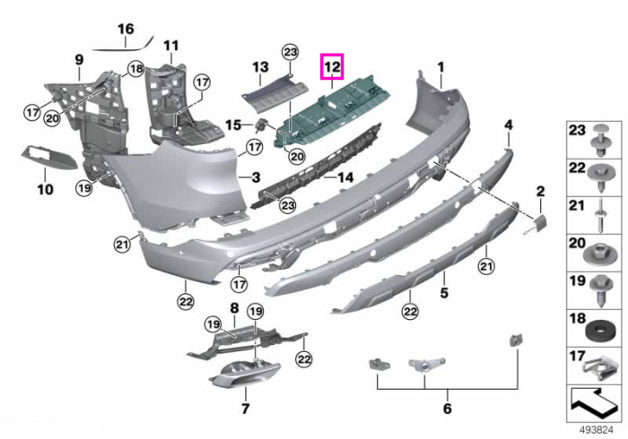 Suport central bara protectie spate - BMW X5 G05 G18 F95 M