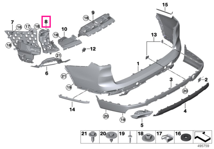 Suport/Tampon dreapta bara spate - BMW X7 G07	
