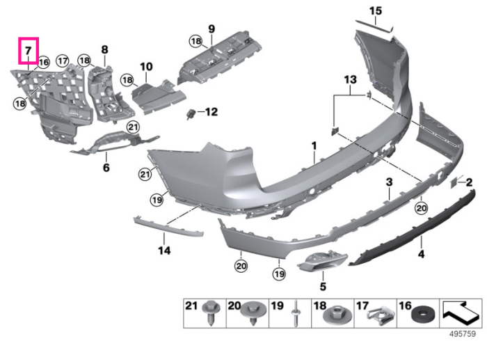 Suport dreapta, bara de protectie spate - BMW X7 G07	