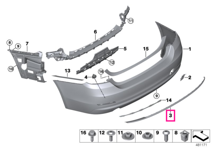 Ornament inferior bara fata, Sport Line - BMW Seria 4 F32 F33 F36