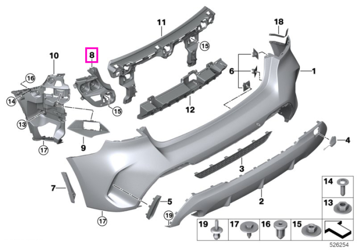  Suport fixare bara protectie spate, dreapta - BMW Seria 1 F40